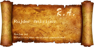 Rujder Aniziusz névjegykártya